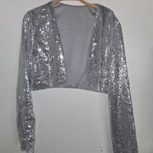 Sparkling Silver Sequin Bolero Jacket